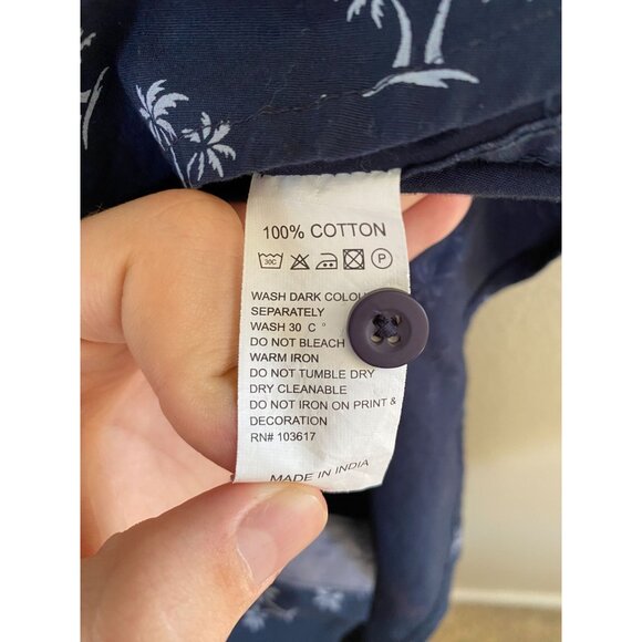 Coastal Mens Navy Blue Palm Tree Shirt Size XL Cotton Short Sleeve Button-Up - Picture 4 of 6
